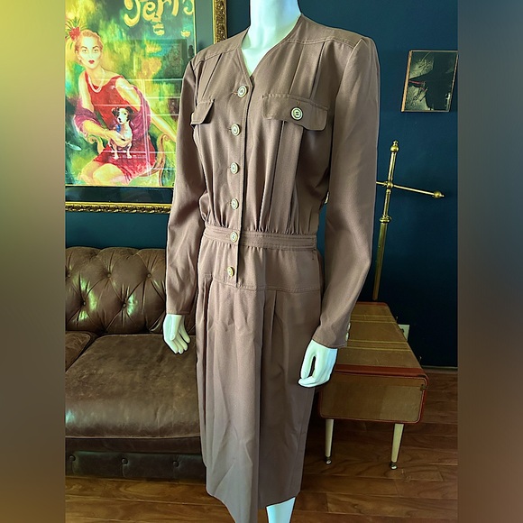Vtg VALENTINO dress Brown - Picture 4 of 10